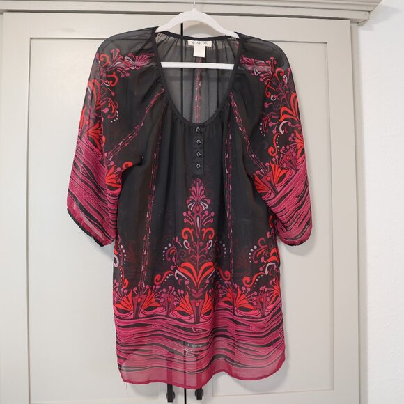 Erin B Black & Purple Sheer Top – L, Professional & Stylish - Picture 5 of 10